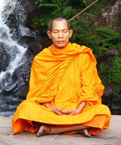 Tibetan monk meditating