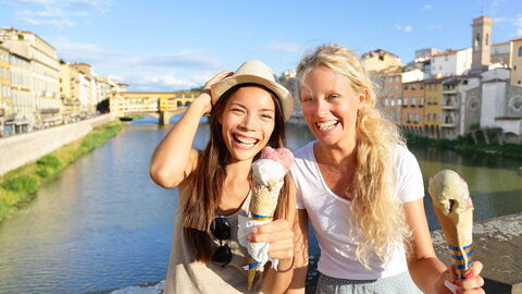 Two women with gelato in Florence