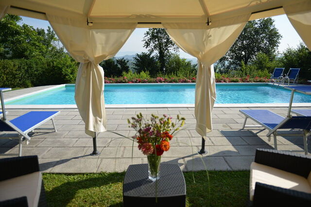 Beautiful view of villa pool