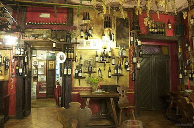 Warm interior of a trattoria