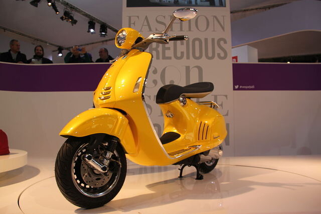 modern yellow vespa
