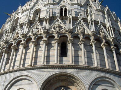 Detail of the facade of the Baptistery of Pisa