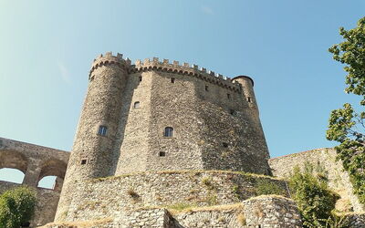 View of base and walls at Malaspina Castle