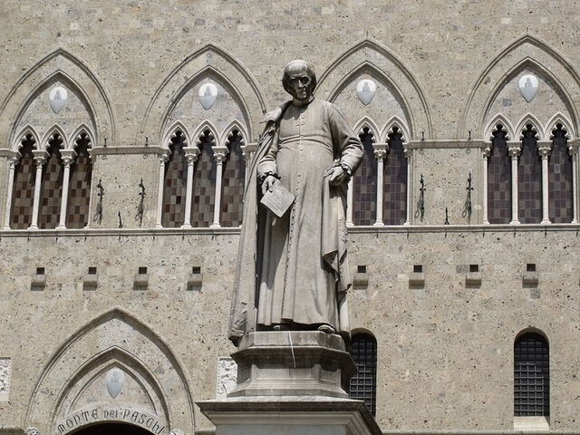 Monument of Sallustio Bandini on Piazza Salimbeni in Siena
