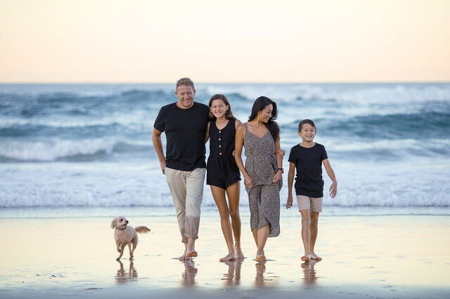 A family on the beach
