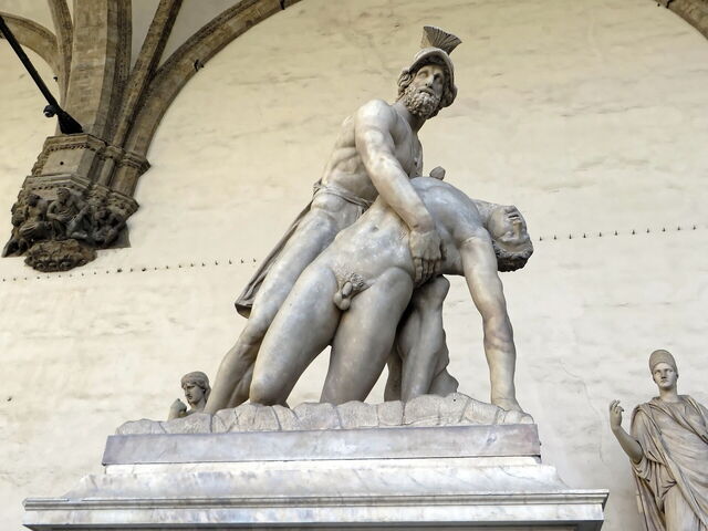 The so-called "Pasquino Group" and ancient sculptures in the Loggia dei Lanzi