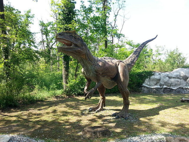 Admire the giant dinosaur models in Parco Preistorico