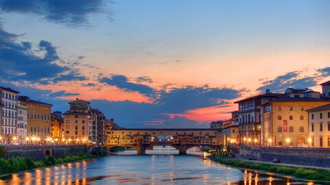Sunset over the Arno River