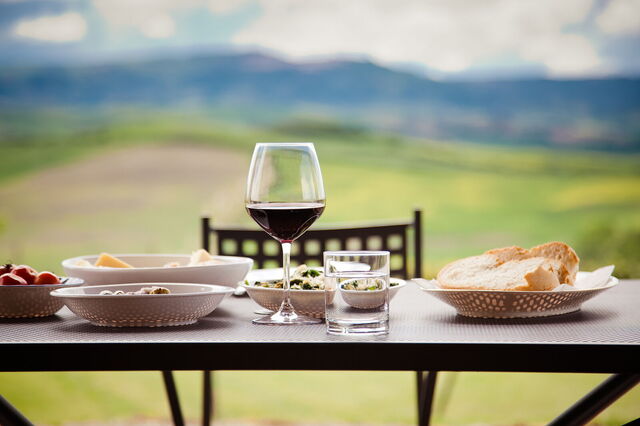 Meal with a view in Tuscany