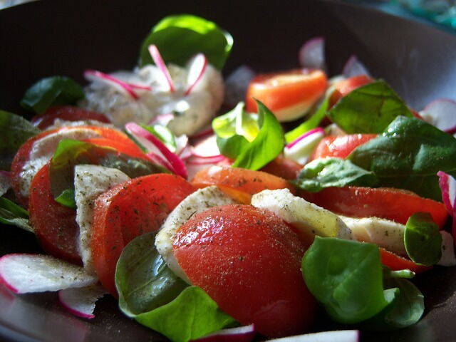 Tuscan slow food mozzarella and basil