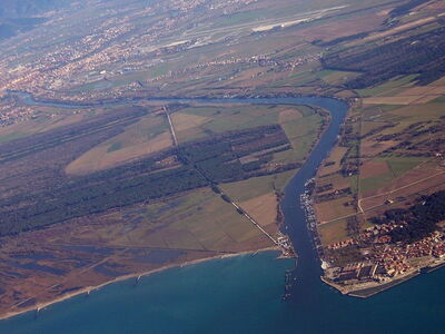 River Arno meeting the sea at Pisa