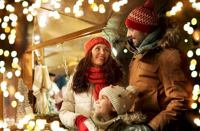 Family at a Christmas market