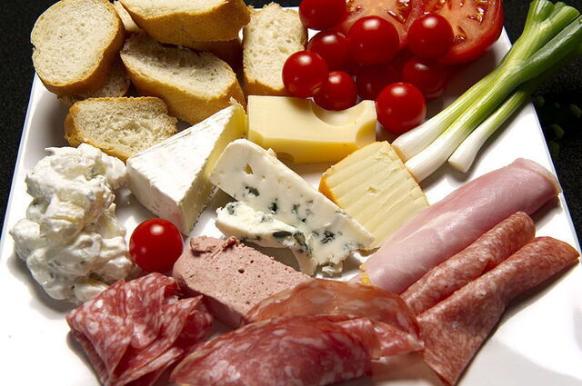 selection of cheese and salami