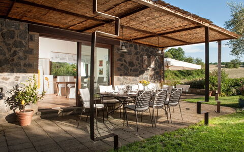 Casale Porano: Property, House, Building, Patio, Real Estate, Home, Backyard, Porch, Yard, Shade