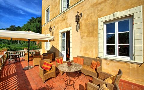 Villa Fiamma: Window, Property, Sky, Wood, Building, Interior Design, Architecture, Shade, Chair, Plant