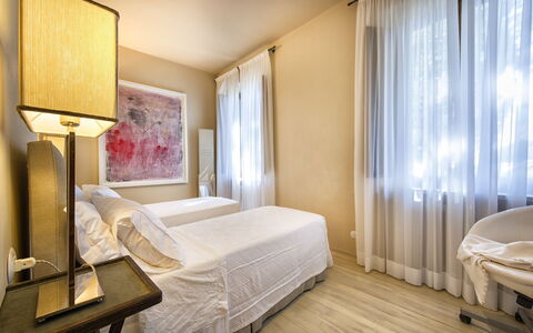 Villa Piazza Della Fortezza: Bedroom, Room, Furniture, Property, Interior Design, Bed, Bed Sheet, Building, Bed Frame, Curtain