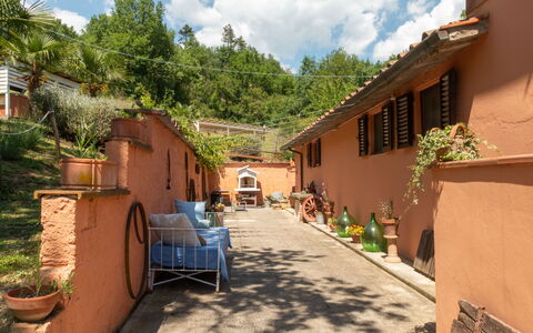 Podere Il Doccio: Wall, Flowerpot, Door, Houseplant, Hacienda, Courtyard, Shade, Brick, Balcony, Flagstone