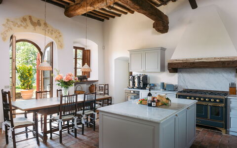 Villa Le Corti: Interior Design, Furniture, Wall, Flooring, Kitchen, Lighting, Ceiling, Home, Countertop, Floor