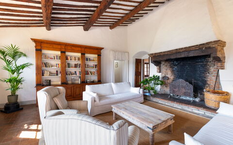 Villa Le Corti: Furniture, Wall, Interior Design, Wood, Flooring, Home, Floor, Room, Living Room, Ceiling