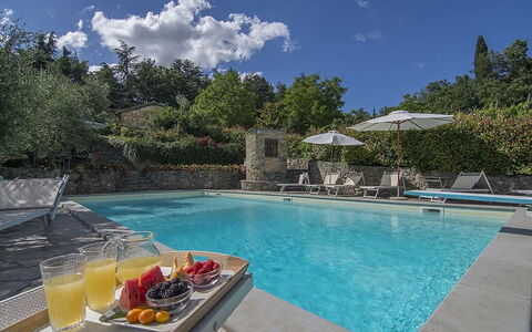 Villa Flora: Swimming Pool, Property, Natural Landscape, Vacation, Sky, Leisure, Real Estate, Water, House, Estate