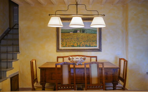 Villa San Lorenzo: Room, Ceiling, Interior Design, Lighting, Furniture, Light Fixture, Table, Building, Wall, Chandelier