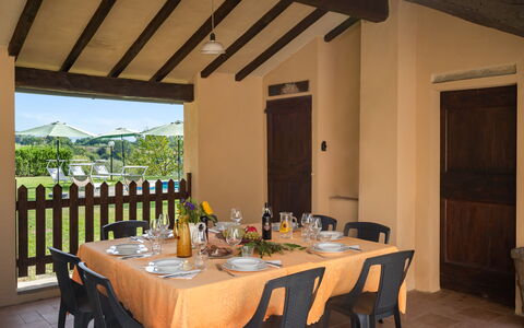 Villa La Collina: Table, Furniture, Property, Tableware, Building, Chair, Interior Design, Wood, Lighting, Tablecloth