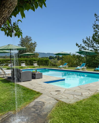 Villa La Collina: Water, Plant, Sky, Swimming Pool, Azure, Shade, Tree, Building, Outdoor Furniture, Land Lot