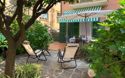 Casa Mary - Levanto: Furniture, Outdoor Furniture, Chair, Shrub, Outdoor Table, Shade, Garden, Backyard, Yard