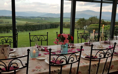 Villa Dei Michelangioli a Brolio: Property, Restaurant, Iron, Room, Table, Real Estate, House, Building, Vacation, Furniture