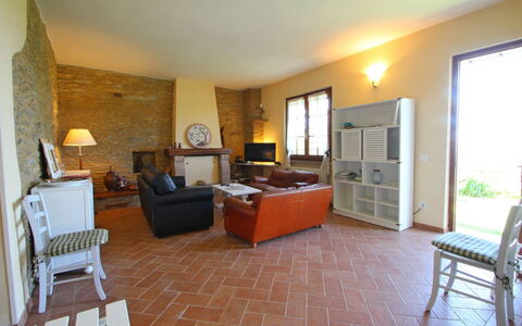 Villa La Collinetta: Furniture, Property, Window, Television, Picture Frame, Chair, Wood, Living Room, Plant, Houseplant
