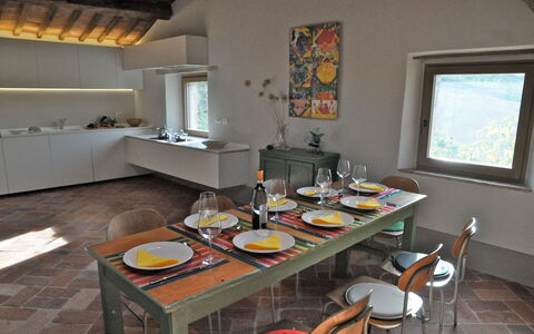 Podere Palazzo: Room, Property, Furniture, Interior Design, Dining Room, Building, Table, Breakfast, House, Floor
