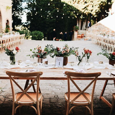 Quercia Al Poggio - Weddings And Events: Decoration, Table, Furniture, Plant, Tablecloth, Chair, Architecture, Interior Design, Yellow, Function Hall