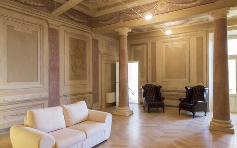 Appartamento Imperiale: Property, Room, Building, Ceiling, Interior Design, Floor, Furniture, Wood Flooring, Flooring, Hardwood