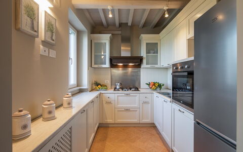 Villa Chiara: Countertop, Room, Cabinetry, Property, Furniture, Kitchen, Interior Design, Building, Ceiling, Sink