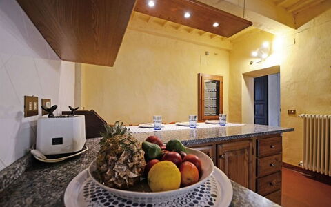 Villa Montalcinello In Siena, Private Pool: Cabinetry, Countertop, Property, Kitchen, Food, Interior Design, Lighting, Wood, Houseplant, Plumbing Fixture