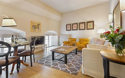 Tornabuoni Dream: Room, Property, Furniture, Interior Design, Building, Living Room, Yellow, Floor, Table, Ceiling