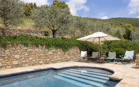 Tenuta Pomona: Swimming Pool, Outdoor Furniture, Flagstone, Shade, Sunlounger, Landscaping, Resort, Eco Hotel, Flowerpot, Villa