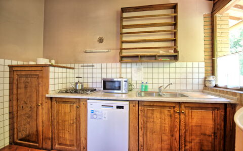 Montegufoni: Wood, Countertop, Interior Design, Flooring, Kitchen, Furniture, Cabinetry, Floor, Room, Plumbing Fixture