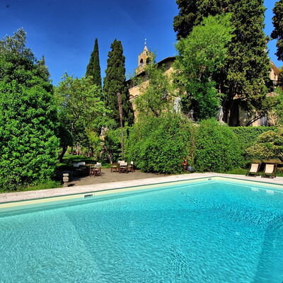 Montegufoni: Swimming Pool, Property, Natural Landscape, Real Estate, Grass, House, Water, Estate, Tree, Leisure
