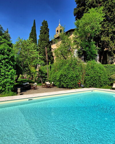 Montegufoni: Swimming Pool, Property, Natural Landscape, Real Estate, Grass, House, Water, Estate, Tree, Leisure