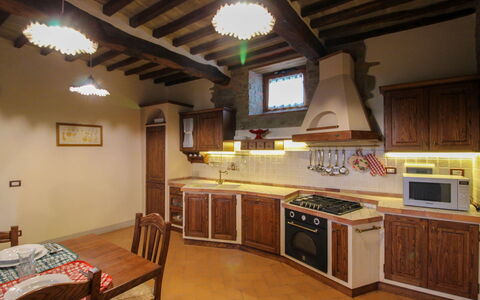 Borgo di Usciano: Kitchen, Furniture, Interior Design, Kitchen Appliance, Flooring, Wood, Countertop, Major Appliance, Cabinetry, Ceiling