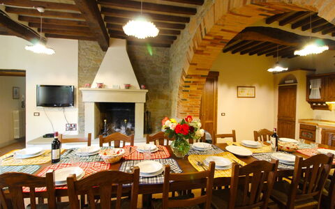 Borgo di Usciano: Restaurant, Building, Room, Property, Dining Room, Interior Design, Table, Real Estate, Furniture