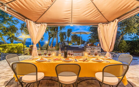 Villa Del Santo Bastiano: Property, Table, Yellow, Furniture, Real Estate, Patio, Leisure, Shade, Canopy, Interior Design