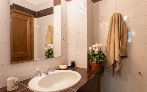 Casa La Rotta: Bathroom, Room, Property, Interior Design, Tile, Sink, Real Estate, Building, Ceiling, Tap