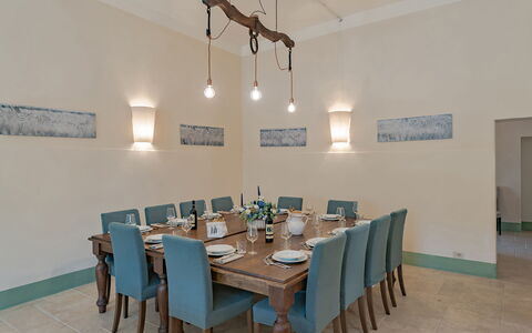 Castello D'Ombrone: Room, Property, Dining Room, Building, Ceiling, Table, Interior Design, Real Estate, Furniture, Floor