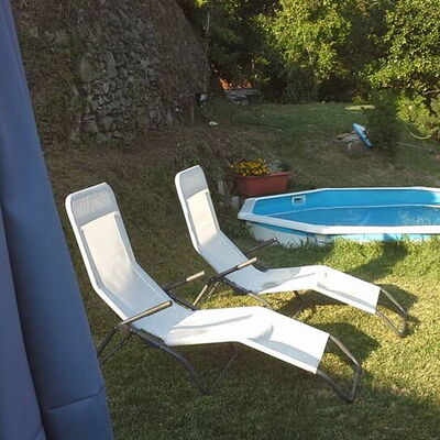 Emilia: Plant, Water, Outdoor Furniture, Shade, Swimming Pool, Grass, Leisure, Tree, Rectangle, Landscape