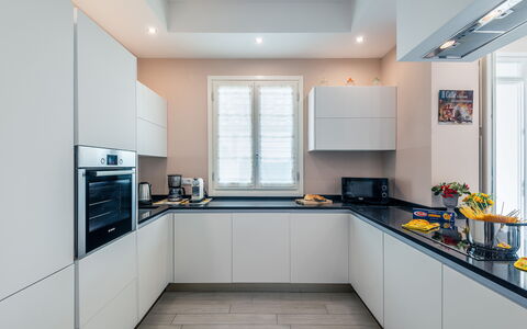 Villa Le Terme: Countertop, Room, Property, Kitchen, Cabinetry, Furniture, Interior Design, Building, Ceiling, Yellow