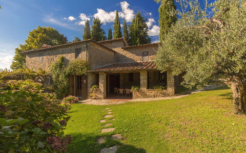 Pozza Di Volpaia: Cloud, Sky, Plant, Building, Natural Landscape, Tree, Land Lot, Window, House, Cottage