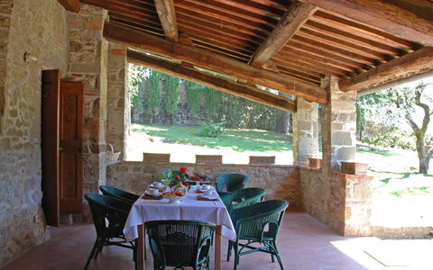 Pozza Di Volpaia: Property, Plant, Furniture, Table, Chair, Tree, Shade, Interior Design, Window, Wood