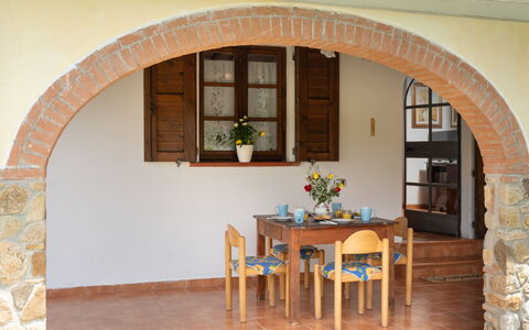 Villa Il Cipresso: Table, Furniture, Window, Building, Wood, Houseplant, Plant, Chair, Interior Design, House